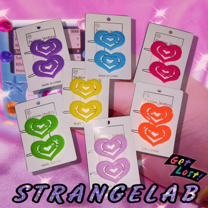 StrangeLab Decora Hair Clips | Retro Candy Color Heart Clips | Cool Girl Party Bang Clips hair clip strangelab