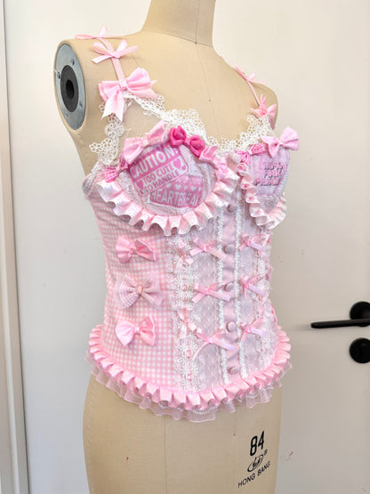 RedDevil - Subculture Pink Lace Bow Cami Top camisole Red Devil