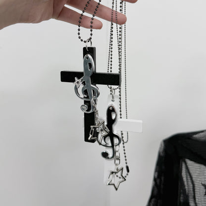 1Gangster Inn - Vintage Cross Music Note Punk Necklace necklace 1GASTERINN