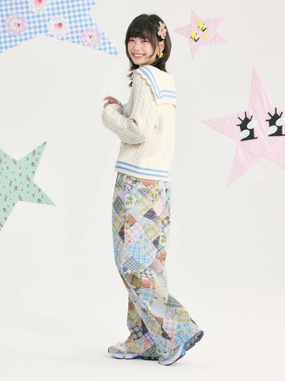 tntntutu - Teddy Patchwork Straight-Leg Pants pants tntntutu