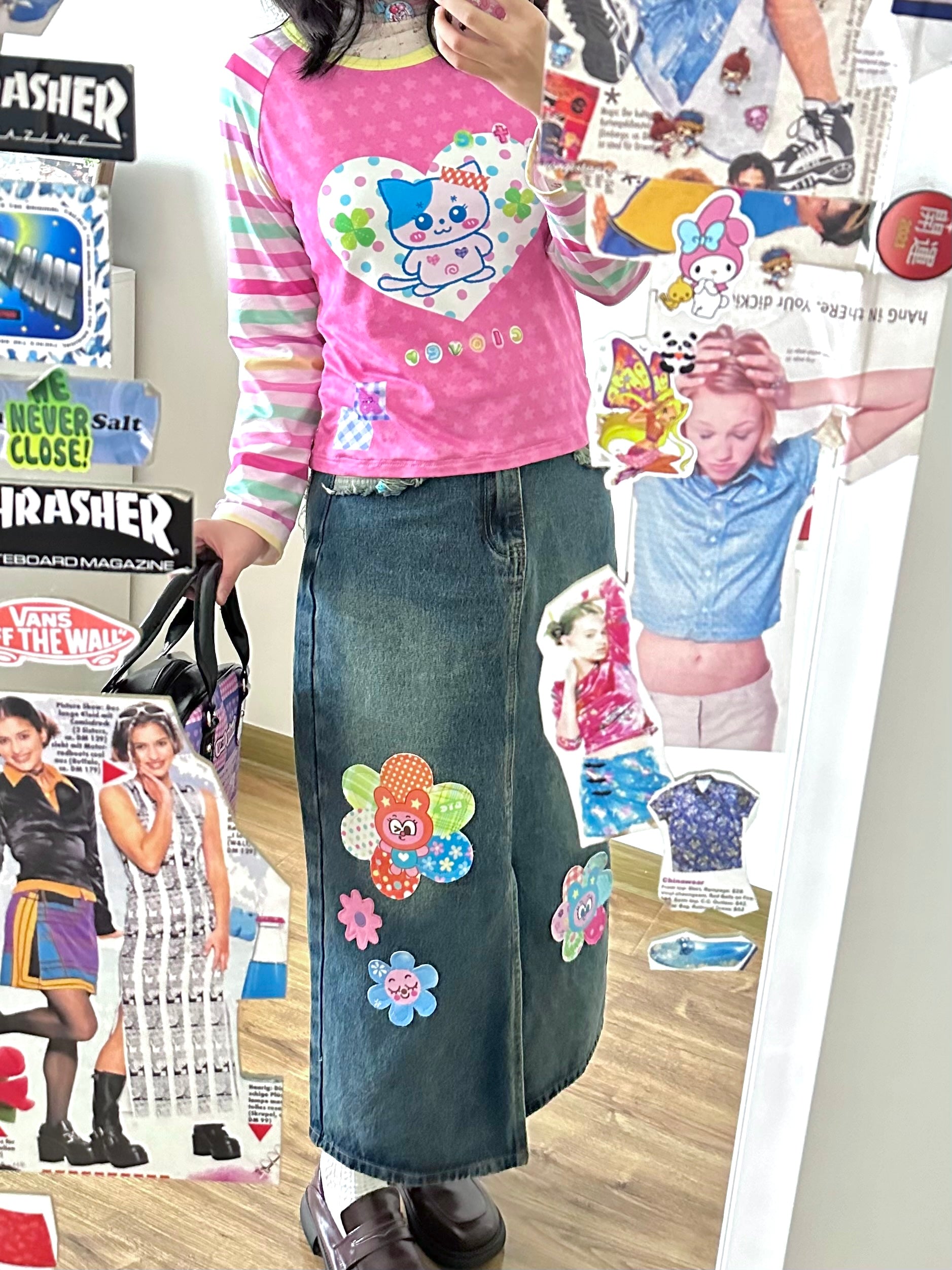 Bodytalk - Vintage Kawaii Patchwork Denim Skirt skirt bodytalk