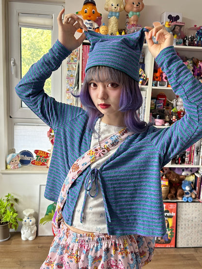 BunnyBunnyGun - Kawaii Loose Tie-Up Top with Hat cardigan bunnybunnygun