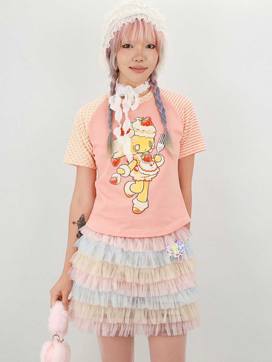 NIHONKIDS - Cotton Colorblock Cartoon Tee tee NIHON KIDS