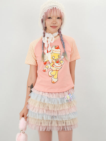 NIHONKIDS - Cotton Colorblock Cartoon Tee tee NIHON KIDS