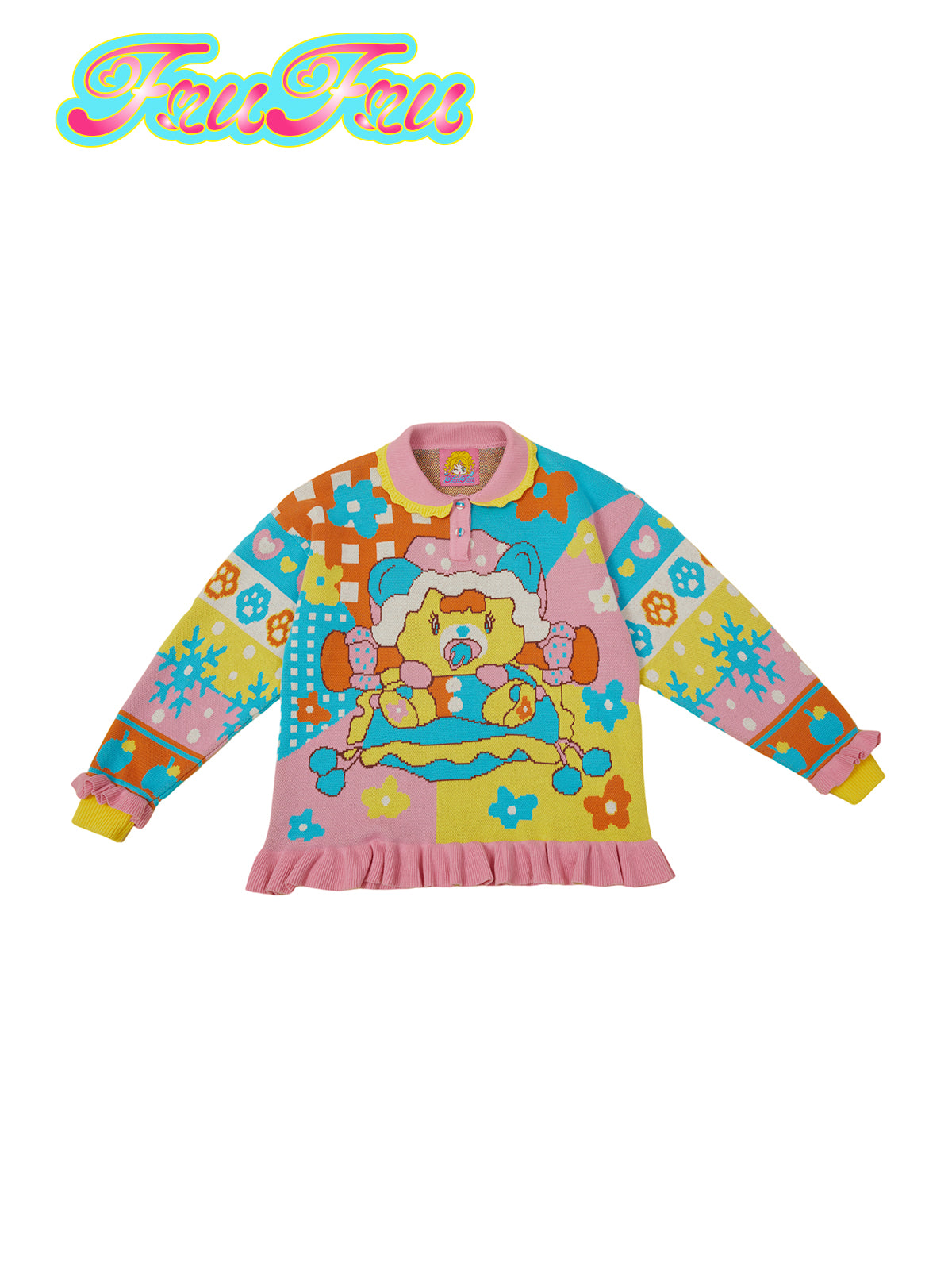 Frufru Vintage Doll Collar Knit Sweater | Colorblock Loose Fit Pullover sweater Land Decora
