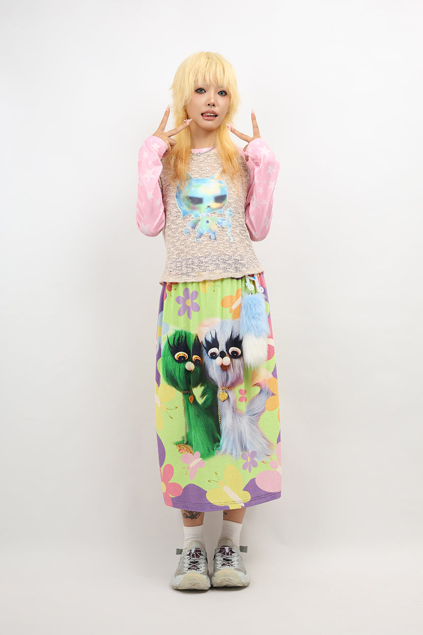 NIHON KIDS - Decora Velvet Maxi Skirt Garden Dog Cute skirt NIHON KIDS