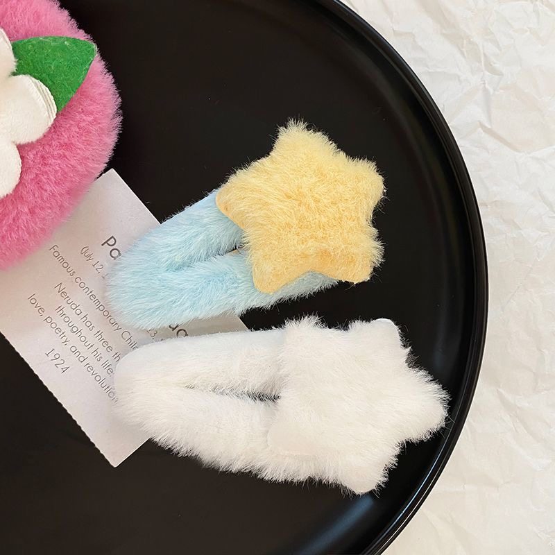 Cozy Star Fluffy Five-Point Hair Clips hair clip candy
