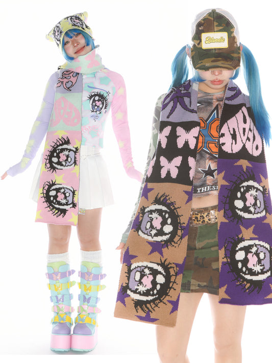 DeadEndKids - Decora Anime Eye Knit Scarf scarf DeadEndKids