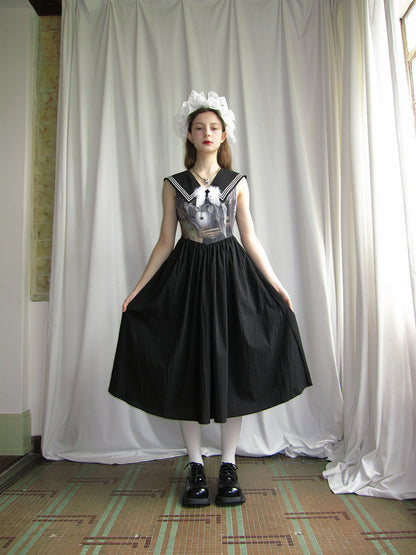 daytoday everyday institute - Kawaii Sleeveless Sailor Dress dress daytoday everyday institute