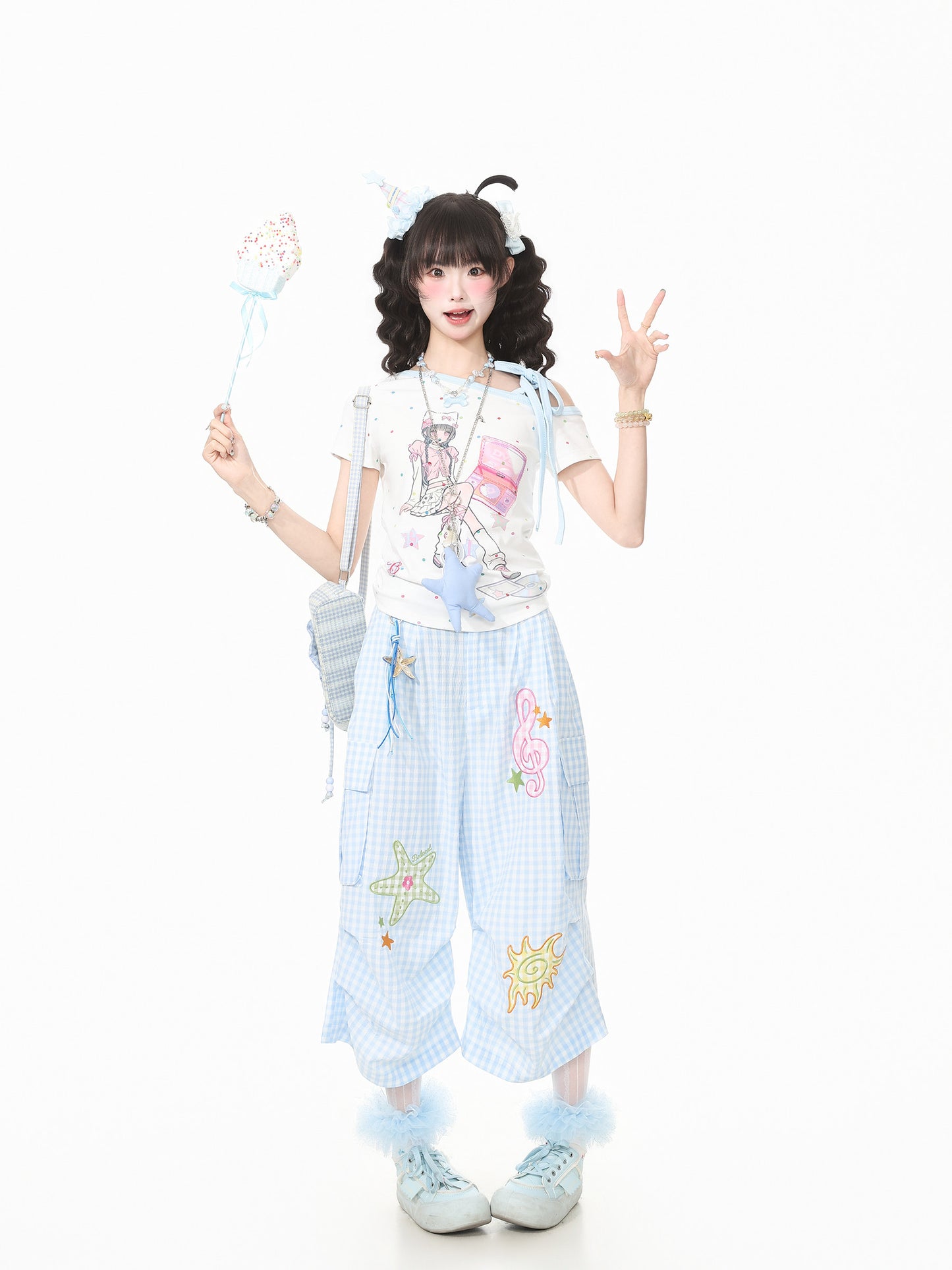 Languid Park - Star Embroidered Wide-Leg Pants pants Languid Park