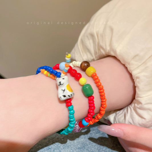 Decora Kei Bracelet – Colorful Puppy Beads bracelet Flipped