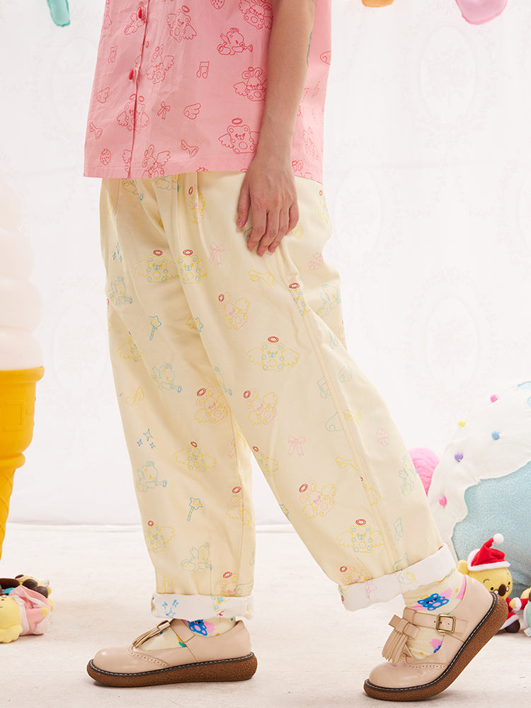 NIKKOU Kawaii Two-Tone Jeans | Harajuku Embroidered Denim Pants pants Nikkou home