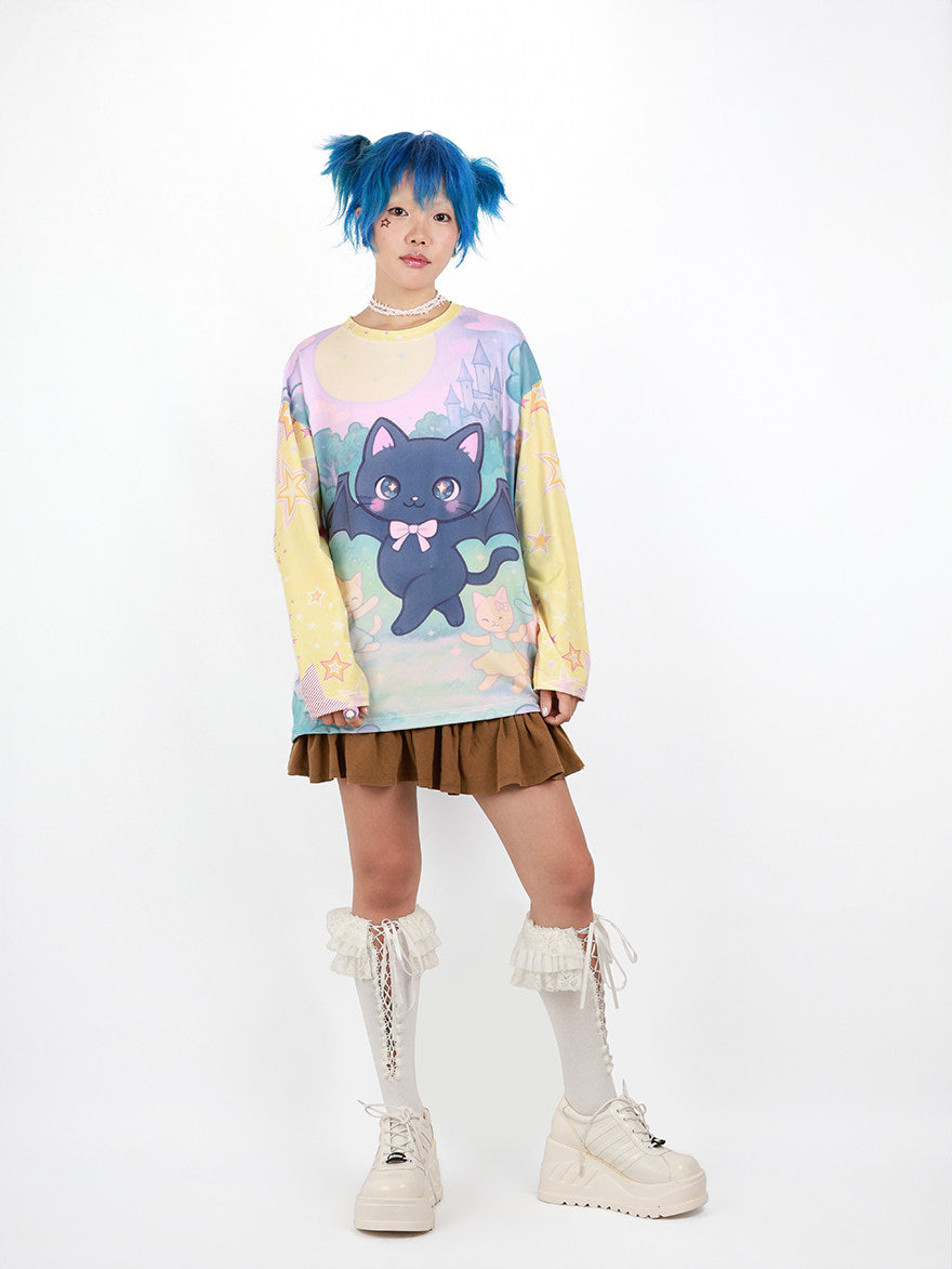 Nihonkids - Gothic Bat Cat Long Sleeve Tee shirt NIHON KIDS