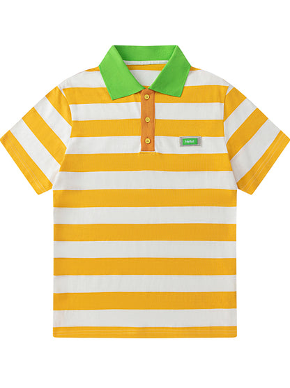 KURIOSITAET - Decora Kei Cropped Striped Polo T-Shirt tshirt KURIOSITAET