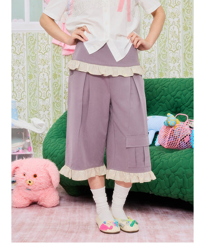UnsocialNight - Star Patch Cropped Cargo Pants pants UnsocialNight