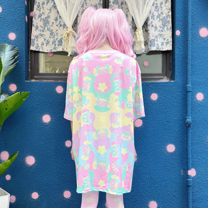 Rainbow Universe RUX - Pastel Macaron Decora Kei T-Shirt & Tights Set set Rainbow Universe RUX