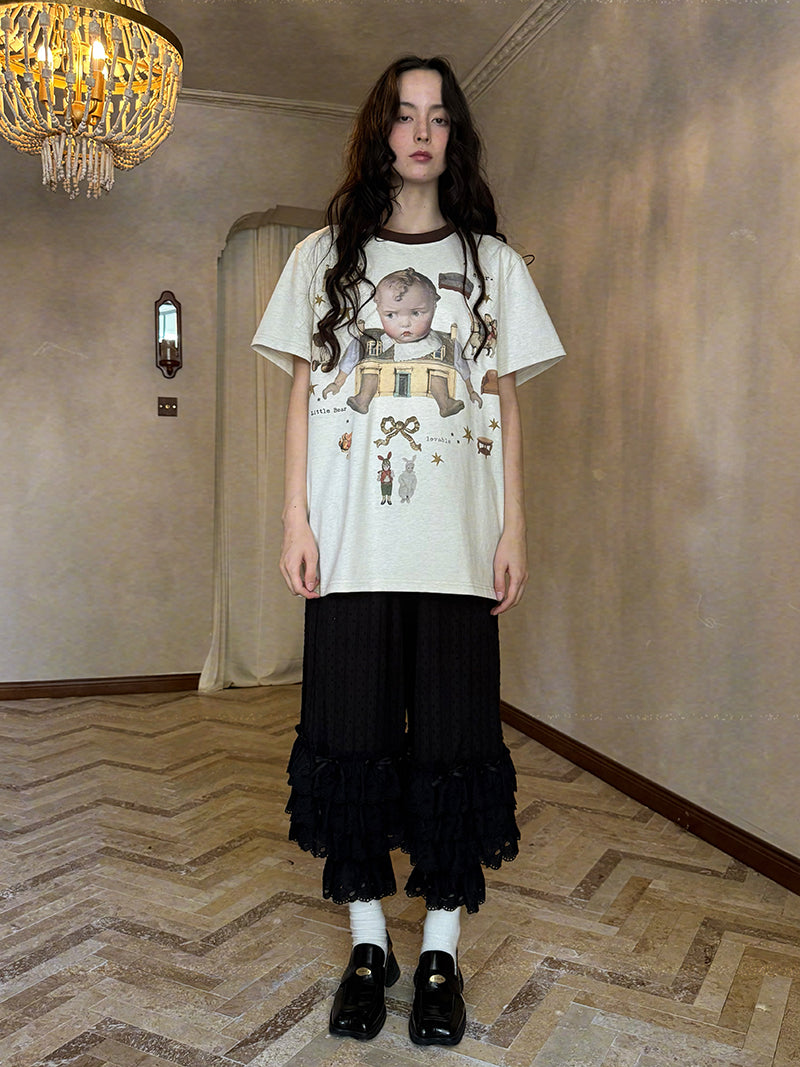 Vintagecore Oversized Tee – Doll Print tshirt daytoday everyday institute