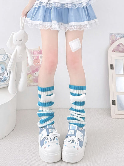 2 Bears - Striped Bone Leg Warmers for Alt Girls & JK Fall Vibes