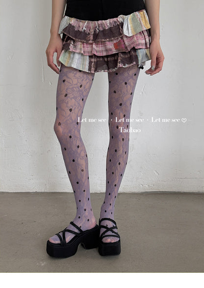 LET ME SEE - Polka Dot Lace Sheer Tights tights let me see
