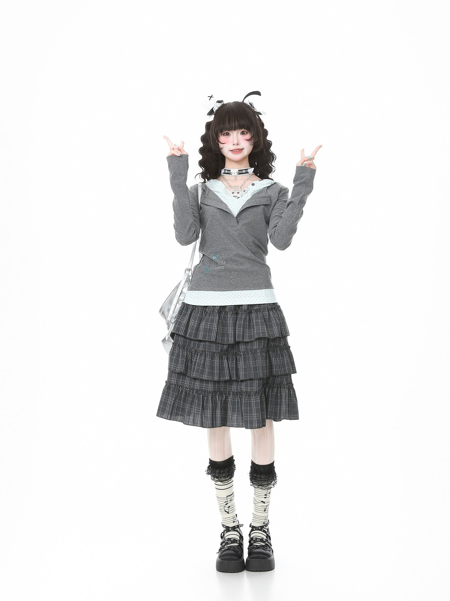 Languid Park - Plaid Ruffle Embroidered Skirt skirt Languid Park