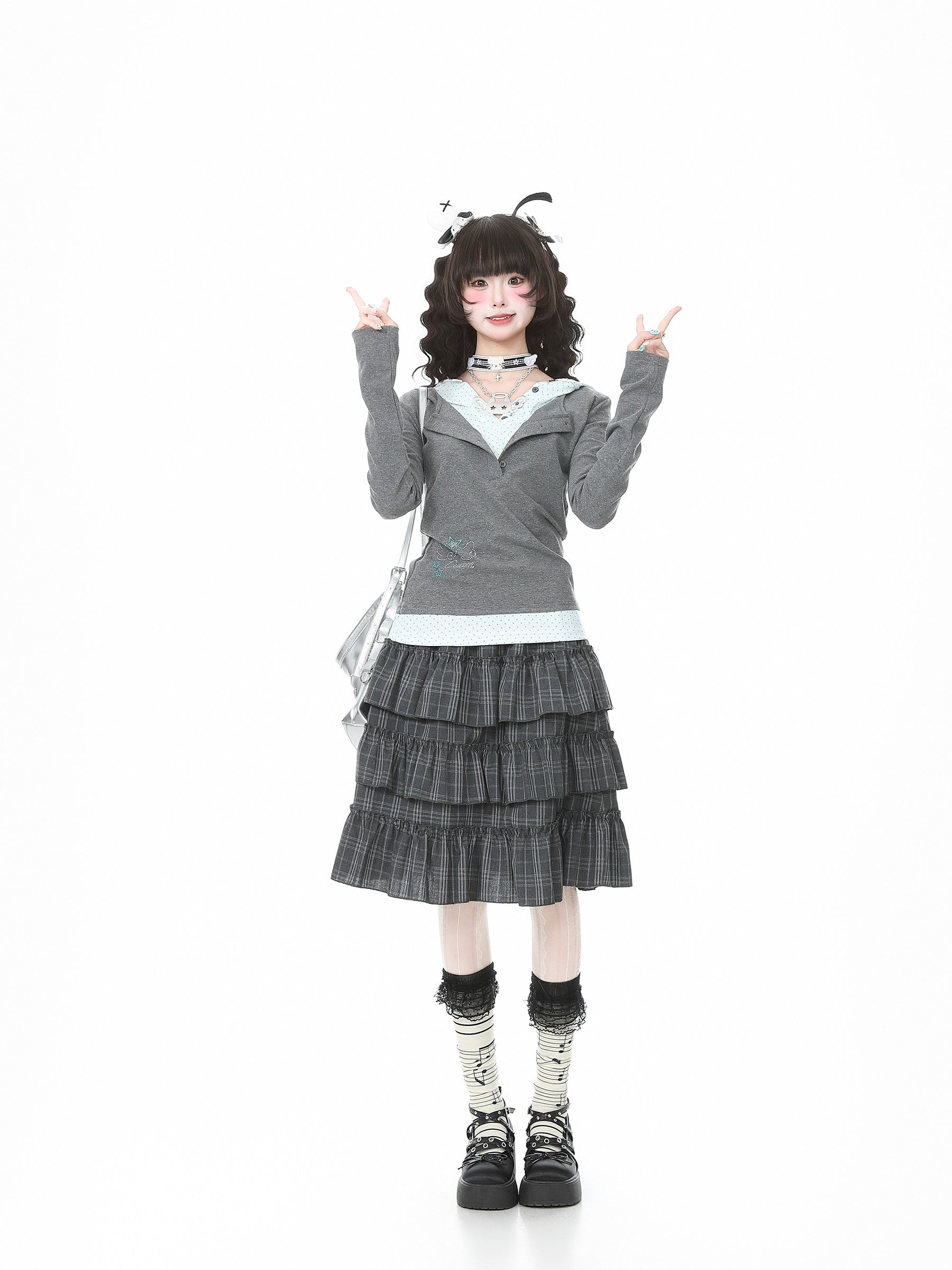 Languid Park - Plaid Ruffle Embroidered Skirt skirt Languid Park