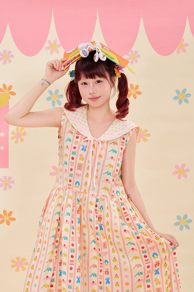 NIKKOU - Animal Print Sailor Dress dress Nikkou home