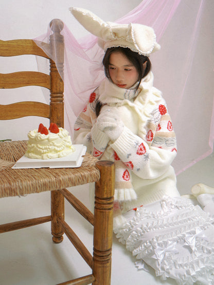 Daytoday Everyday Institute - Kawaii Lace Beret Wire Bunny Ears Cream hat daytoday everyday institute