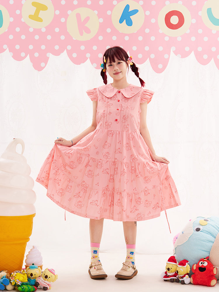NIKKOU Kawaii Adjustable Waist Dress | Harajuku Puff Sleeve Dress dress Nikkou home