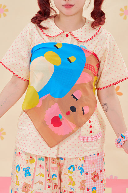NIKKOU - Color Print Cotton Square Scarf Kerchief Nikkou home