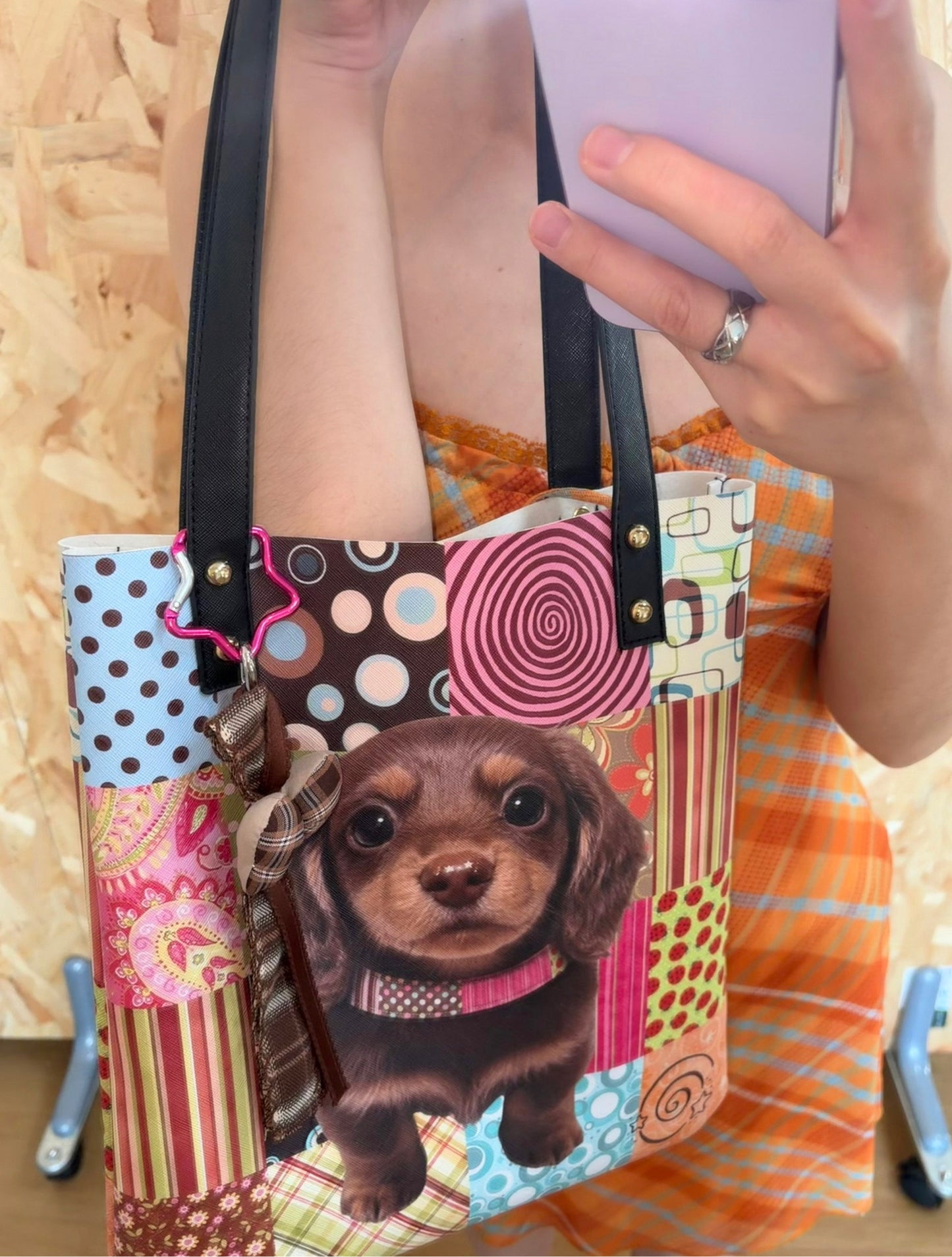Oogreenapple - Vintage Dachshund Dog PU Tote Bag bag Oogreenapple