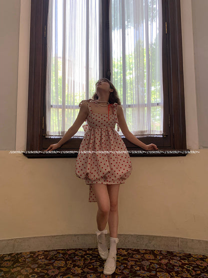 Lu Miao - Red Polka Bow Puffy Dress dress Lu miao