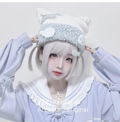 Floating Dream - Kawaii Y2K Angel Wing Cat Ear Beanie hat Floating Dream