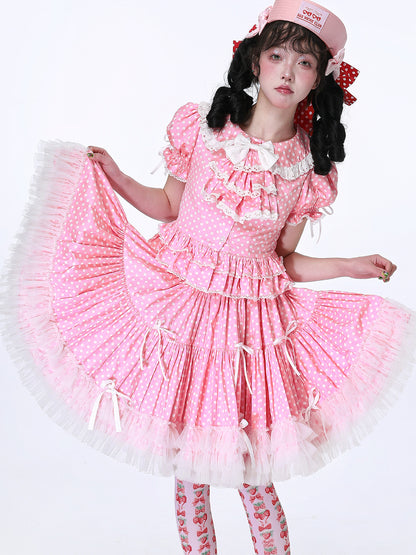 SOS MEME CLUB - Showa Pink Polka Dot Skirt skirt SOS MEME CLUB