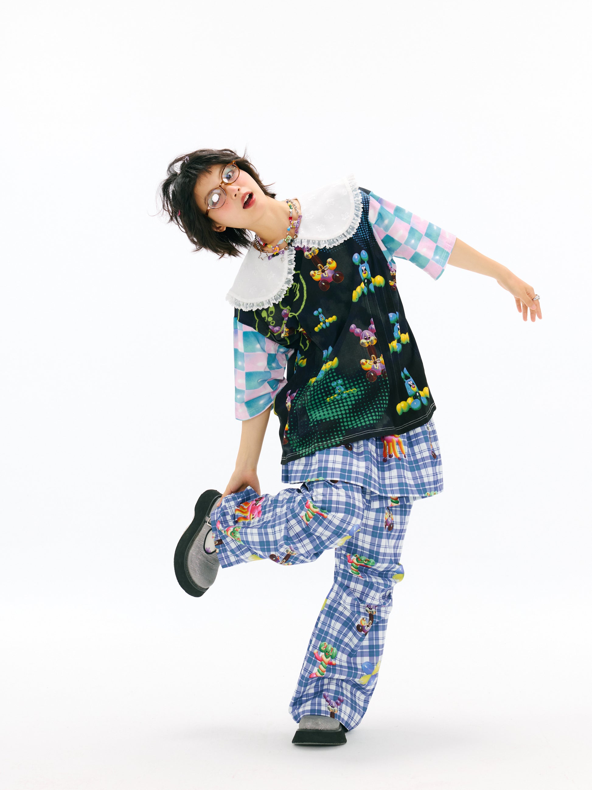 sillysis - Kawaii Plaid Multi-Way Pants pants sillysis