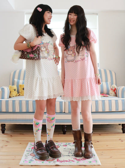 KaiXin Hostel - Bear Strawberry Lace T-Shirt Dress dress KaiXin hostel
