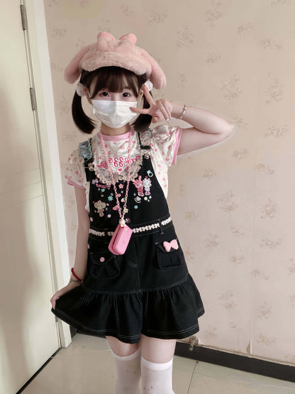 Bunny Planet - Jojifuku Embroidered Denim Jumper Skirt bunnyplanet