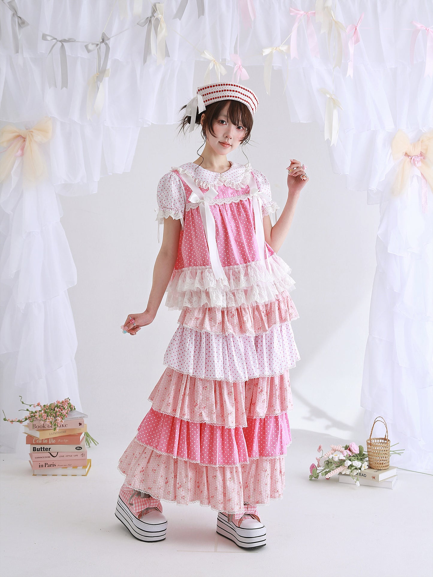SOS MEME CLUB - Pink Polka Cake Pants skirt SOS MEME CLUB