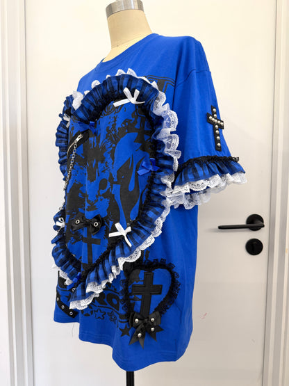 RedDevil - Cat Lace Heart Graphic T Shirt | Visual Kei Punk Dark Kawaii Fashion shirt Red Devil
