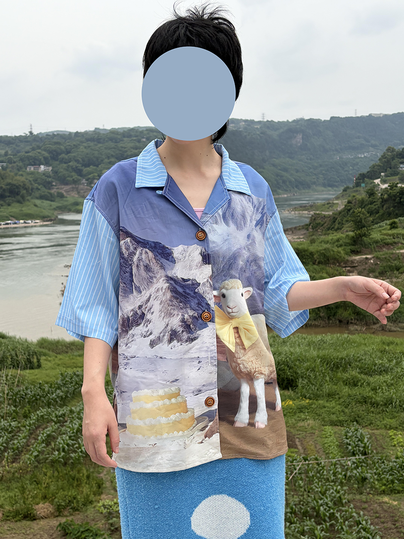 No Blue Today - Snow Mountain Cake Sheep Bow Shirt shirt No Blue Today