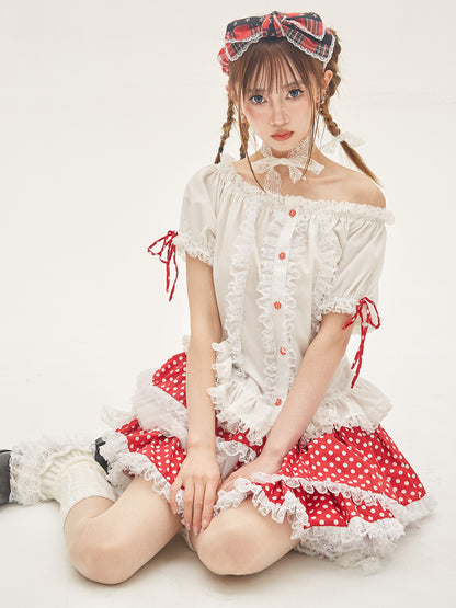 SOS MEME CLUB – Showa Retro White Blouse with Bow blouse SOS MEME CLUB