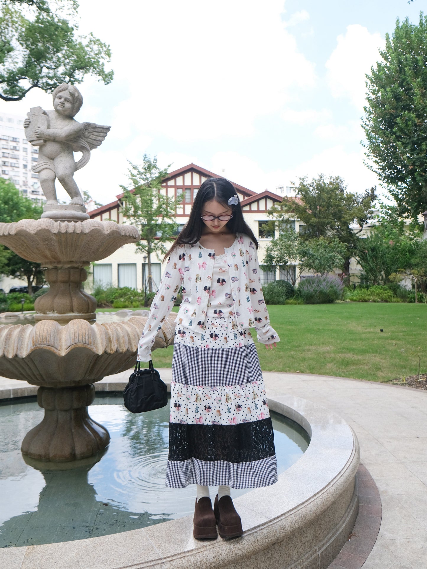 KaiXin hostel - Polka Doll Lace Long Skirt skirt KaiXin hostel