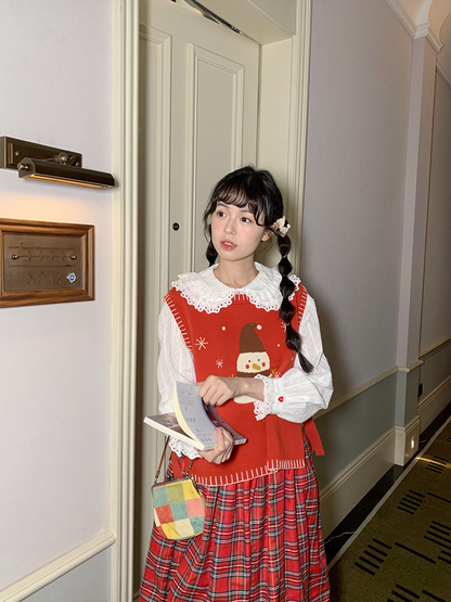 Mameya - Kawaii French Lace Double-Layer Collar Sweet Cotton Shirt blouse Mameya