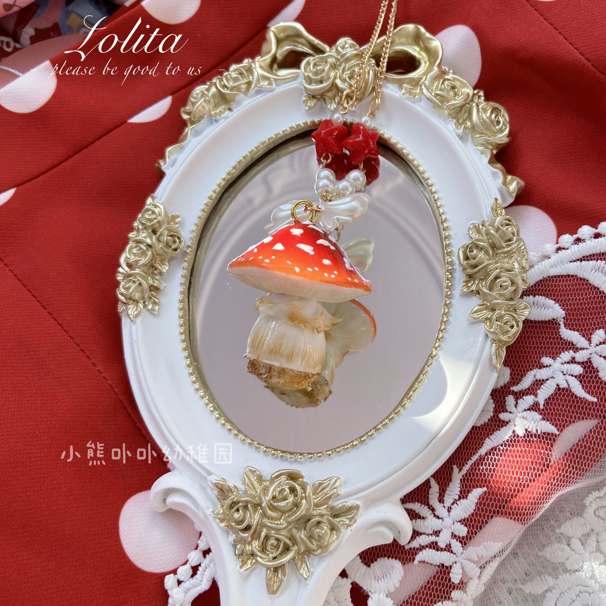 Bear Doll Mushroom Necklace | Decora Kei Handmade Resin Charm necklace Bear Doll