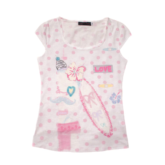 YJM with biubiu - Polka Dot Ruffle Sleeve Top shirt YJM with biubiu S