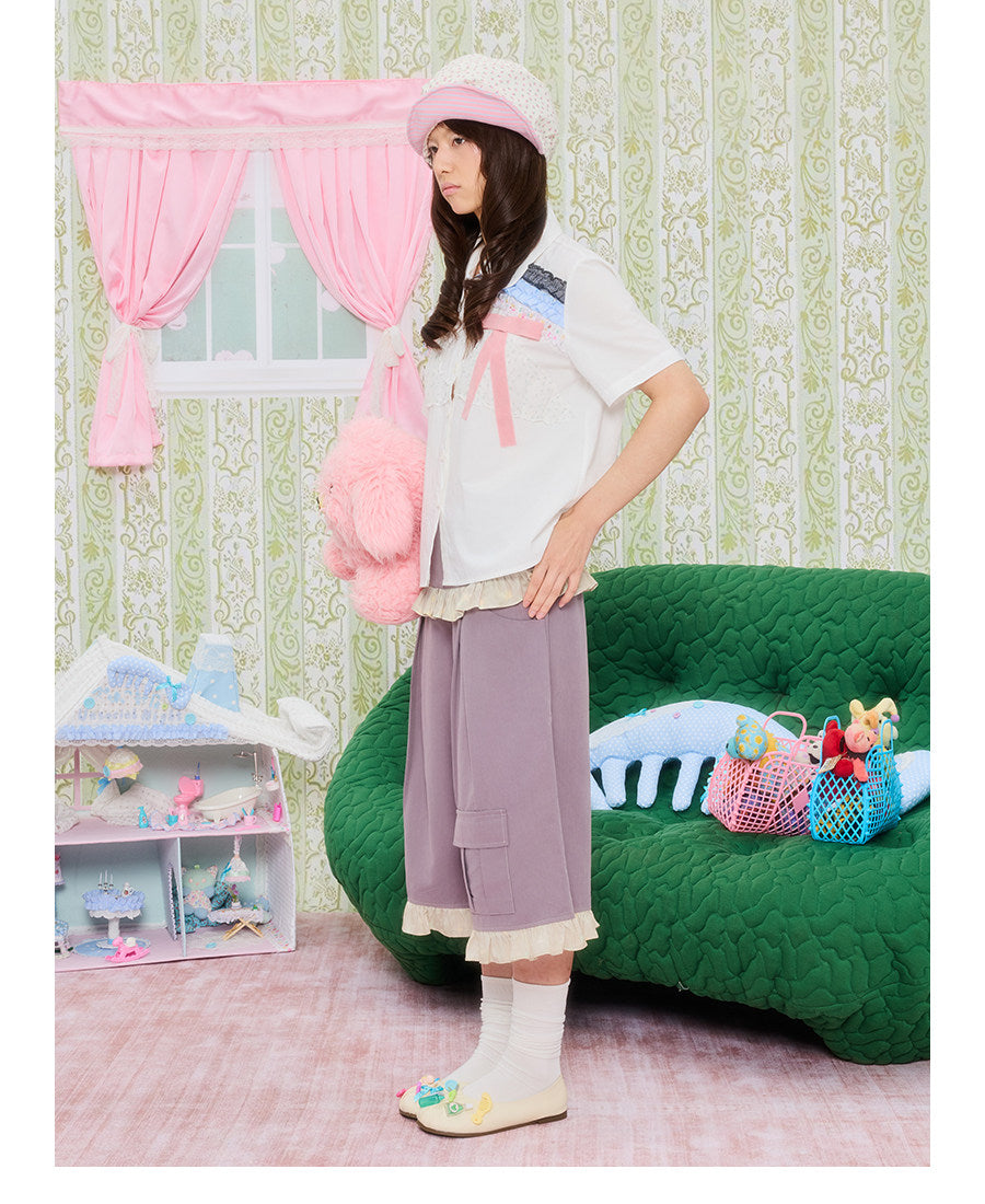 UnsocialNight - Ruffle Collar Graphic Blouse blouse UnsocialNight
