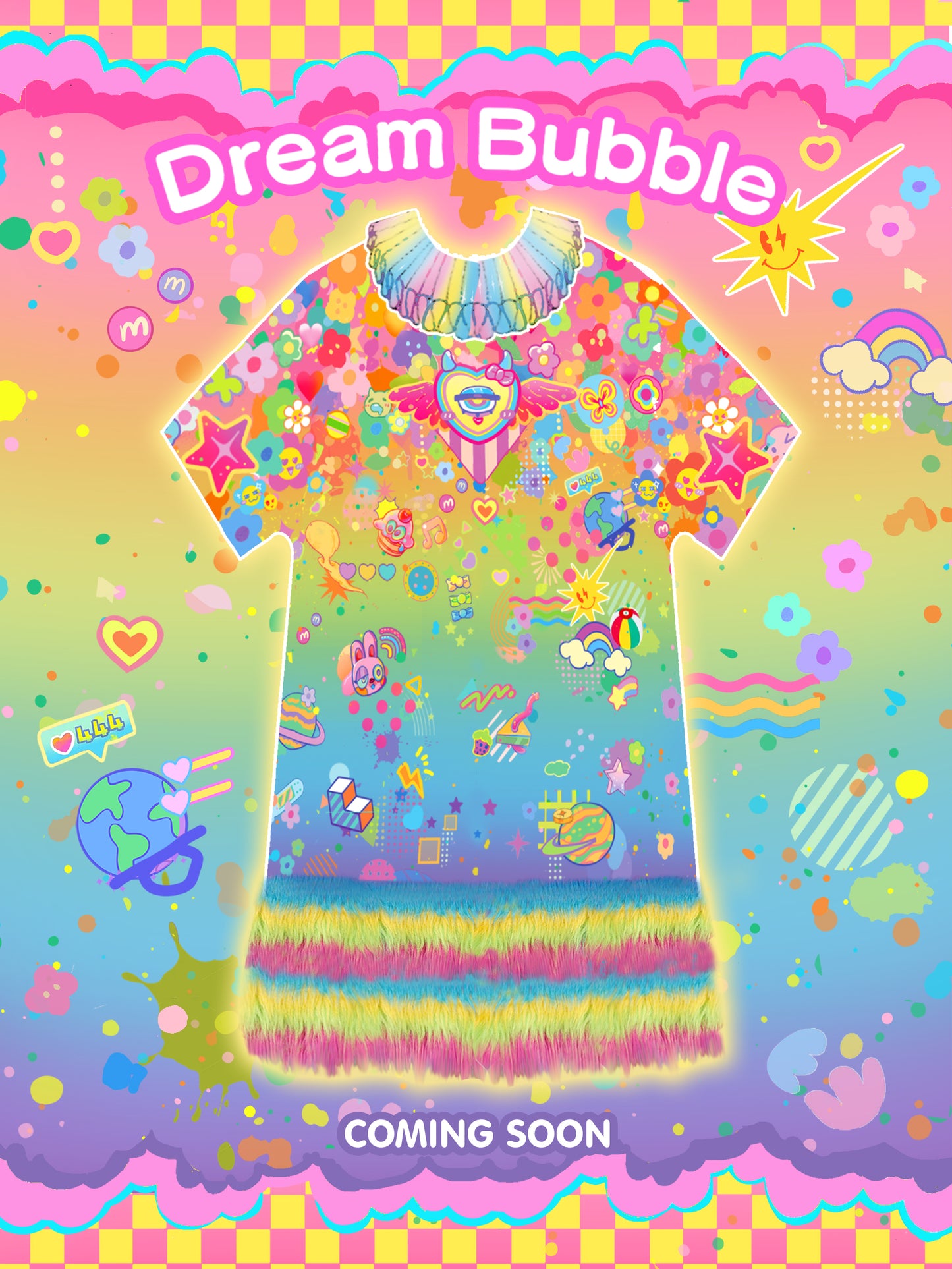 Dream Bubble - Decora Kei Dress Rainbow Collar Sheer Ruffle Dress dress Dream Bubble