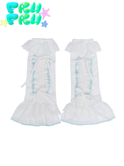 frufru White Leg Warmmers | Sweetheart Lace Trim Socks leg warmmers frufru