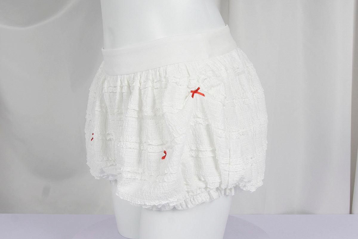 Allbubble - White Lace Bow Bloom Shorts shorts Allbubble