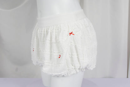 Allbubble - White Lace Bow Bloom Shorts shorts Allbubble