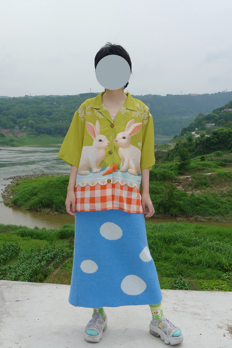 No Blue Today - Vintage Oil Painting Rabbit Check Shirt shirt No Blue Today